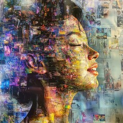 Poster - Reconstructing holographic memories of fragmented moments virtual space multimedia art digital realm abstract perspective