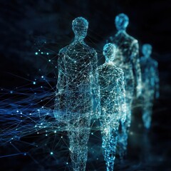 Poster - Exploring human connection through digital networksabstract figures representing interaction in a virtual environment