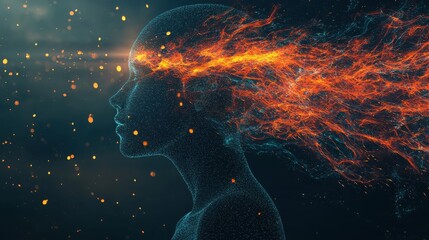 Poster - Exploring human potentialvisualization of inner strength in abstract silhouette digital realm conceptual art inspiring environment dynamic perspective