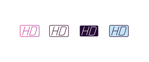 Poster - hd video sign gradient, line, filled, colored icon. editable vector from cinema concept. four different style hd video sign icon isolated on white background