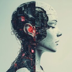 Poster - Exploring humanity's digital evolutionthe symbiosis of technology and people in a futuristic world