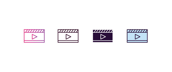Poster - cinema flapper gradient, line, filled, colored icon. editable vector from cinema concept. four different style cinema flapper icon isolated on white background