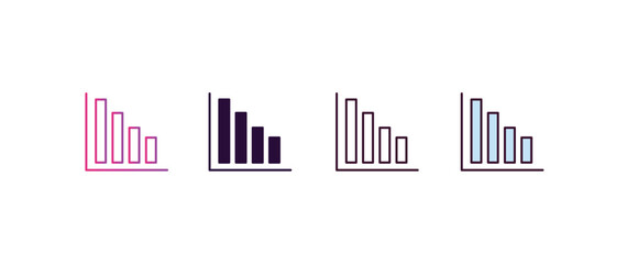 Poster - bar diagram gradient, line, filled, colored icon. Linear vector from business concept. four different style bar diagram icon isolated on white background