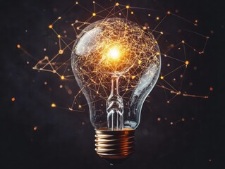 Poster - Neurocreative innovation surge brain networks digital art abstract space perspective explosive ideas and connections