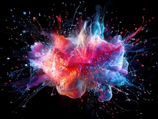 Poster - exploding creativityinnovative neurological brain networks bursting with ideas in an abstract enviro