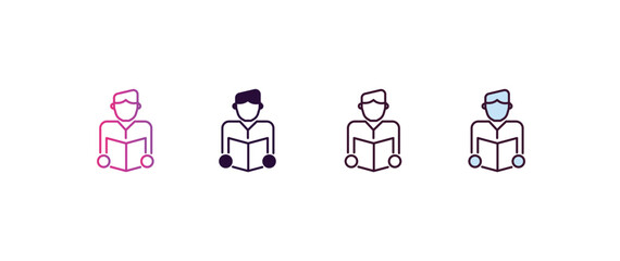 Poster - reader gradient, line, filled, colored icon. Linear vector from business concept. four different style reader icon isolated on white background