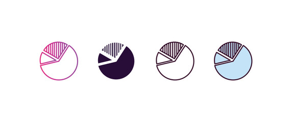 Poster - circular pie chart gradient, line, filled, colored icon. Linear vector from business concept. four different style circular pie chart icon isolated on white background