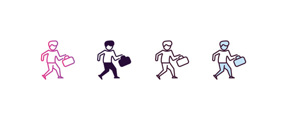 Poster - employee going to work gradient, line, filled, colored icon. Linear vector from business concept. four different style employee going to work icon isolated on white background