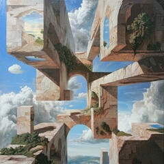 Poster - Exploring the intersection of parallel realitiesmerging dimensional landscapes in an ethereal environment with a surreal viewpoint