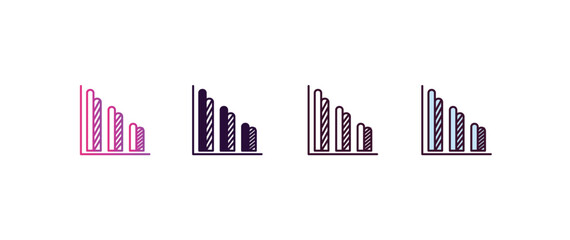 Poster - bars chart gradient, line, filled, colored icon. Linear vector from business concept. four different style bars chart icon isolated on white background