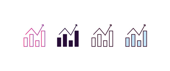 Poster - progress report gradient, line, filled, colored icon. Linear vector from business concept. four different style progress report icon isolated on white background