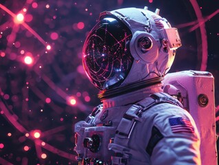 Fototapete - Exploring space technologya minimalist cosmic journey through the universe visual content in a digital environment with a futuristic perspective