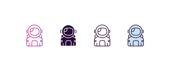 Poster - astronaut user gradient, line, filled, colored icon. editable vector from astronomy concept. four different style astronaut user icon isolated on white background