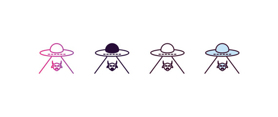 Poster - ufo and cow gradient, line, filled, colored icon. editable vector from astronomy concept. four different style ufo and cow icon isolated on white background