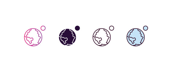 Poster - earth and moon gradient, line, filled, colored icon. editable vector from astronomy concept. four different style earth and moon icon isolated on white background