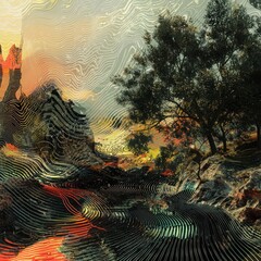 Poster - Visualizing technological intuitionliving predictive algorithms in nature digital landscape interactive art conceptual analysis