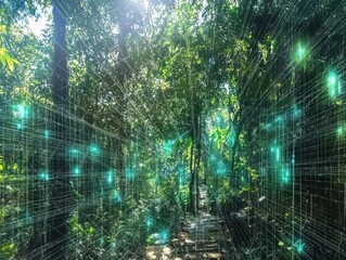 Poster - Visualizing technological intuition through predictive algorithms in a lush forest environment