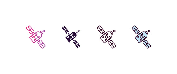 Poster - space module gradient, line, filled, colored icon. editable vector from astronomy concept. four different style space module icon isolated on white background