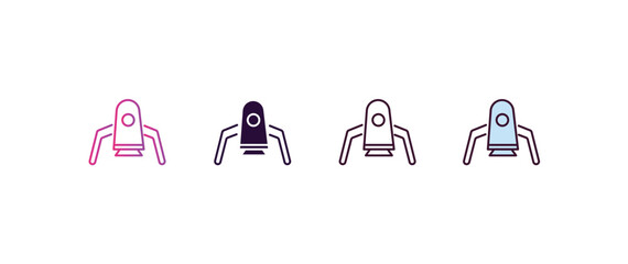 Poster - space lander gradient, line, filled, colored icon. editable vector from astronomy concept. four different style space lander icon isolated on white background