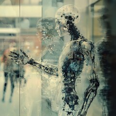 Poster - Visualizing transhumanist evolutionexploring human-technology integration in modern environments