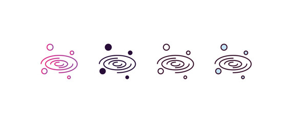 Poster - milky way gradient, line, filled, colored icon. editable vector from astronomy concept. four different style milky way icon isolated on white background