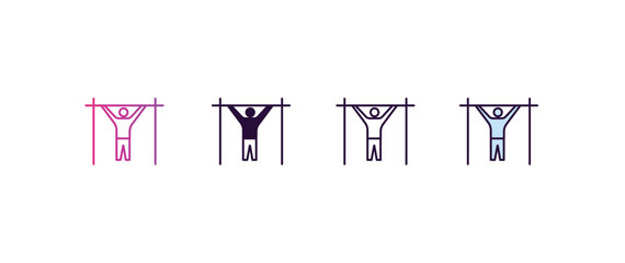 Poster - pull up gradient, line, filled, colored icon. editable vector from army and military concept. four different style pull up icon isolated on white background
