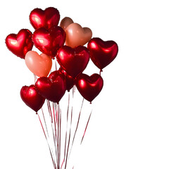 Wall Mural - Valentine's day background - group of red air balloons over brick wall