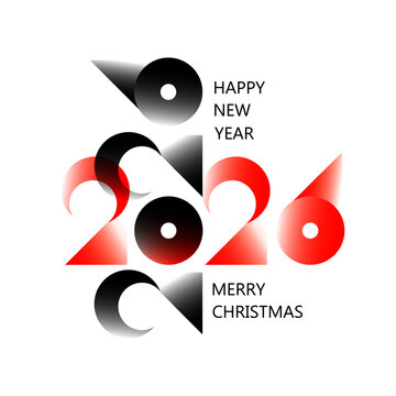 Happy New 2026 Year minimal text design isolated on white. Banner, poster, header and card template.