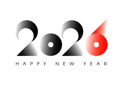 Happy New 2026 Year minimal text design isolated on white. Banner, poster, header and card template.