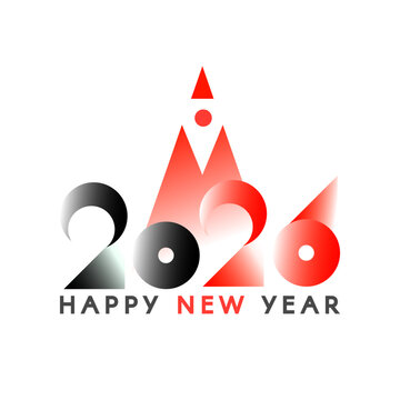 Happy New 2026 Year minimal text design isolated on white. Banner, poster, header and card template.