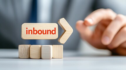 Wall Mural - inbound process. a wooden sign labeled 