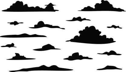 silhouettes of clouds vector sets for architecture render background	