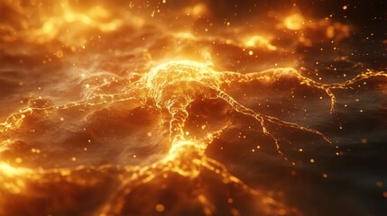 Wall Mural - Fiery Nebula Blazing Across the Cosmic Sky. Generative AI