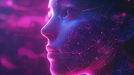 Poster - Futuristic AI Technology Design of Human Face with Abstract Patterns