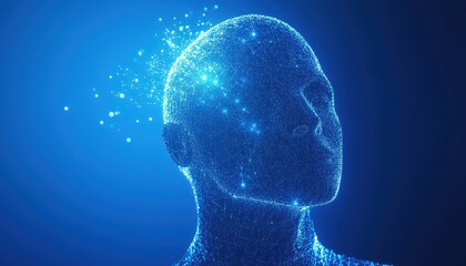 Poster - Abstract Digital Human Head Disintegrating Into Particles