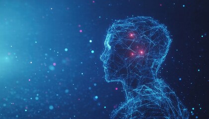 Poster - Abstract Digital Human Form with Glowing Nodes