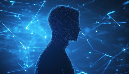 Aufkleber - Digital Human Profile Connected By Network Lines