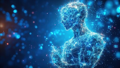 Aufkleber - Abstract Digital Human Form Networked Connections