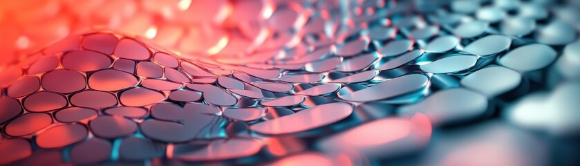Poster - Abstract Wavy Metallic Surface with Red Hues