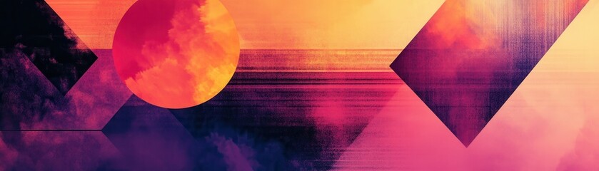 Poster - Abstract Geometric Sunset Cloudscape Design