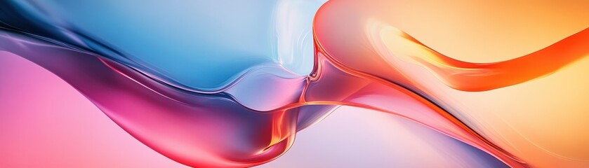 Poster - Abstract Fluid Design Red Orange Blue Pink Swirls