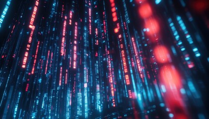 Poster - Abstract Digital Data Streams Flowing Downward