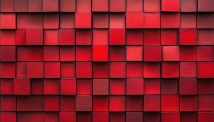 Poster - Red Cubic Pattern Abstract Wall Design