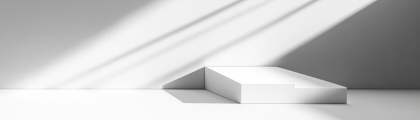 Poster - White Geometric Platform In Sunlit Room