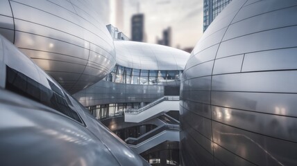 Aufkleber - Modern innovation in architectural photography futuristic building designs and sleek metal structures in urban landscapes