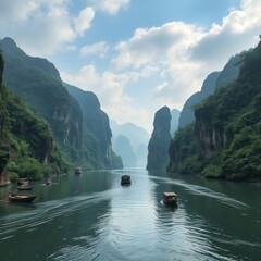 Wall Mural - Kong lor cave River landscapes Ultra realistic Photorealistic landscape photographywater travel sky beautiful tourism outdoor