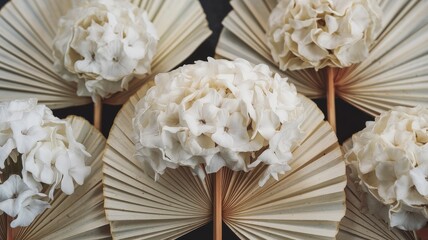 Aufkleber - Elegant white champaca flower arrangement indoor studio photography minimalist setting close-up view floral artistry