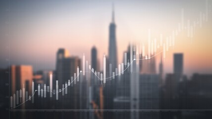 Poster - Economic growth visualization urban skyline infographic evening aerial view financial insights for seo optimization