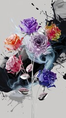 Poster - Artistic floral arrangements conceptual art display digital artwork contemporary gallery vibrant expressionism