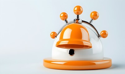 Poster - Minimalistic Notification Bell Icon, sleek design featuring an orange hue, perfect for modern digital interfaces, emphasizing simplicity and functionality